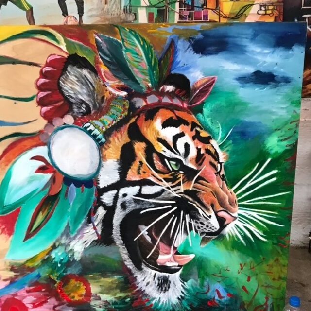 Acrylic painting of a Tiger, 
